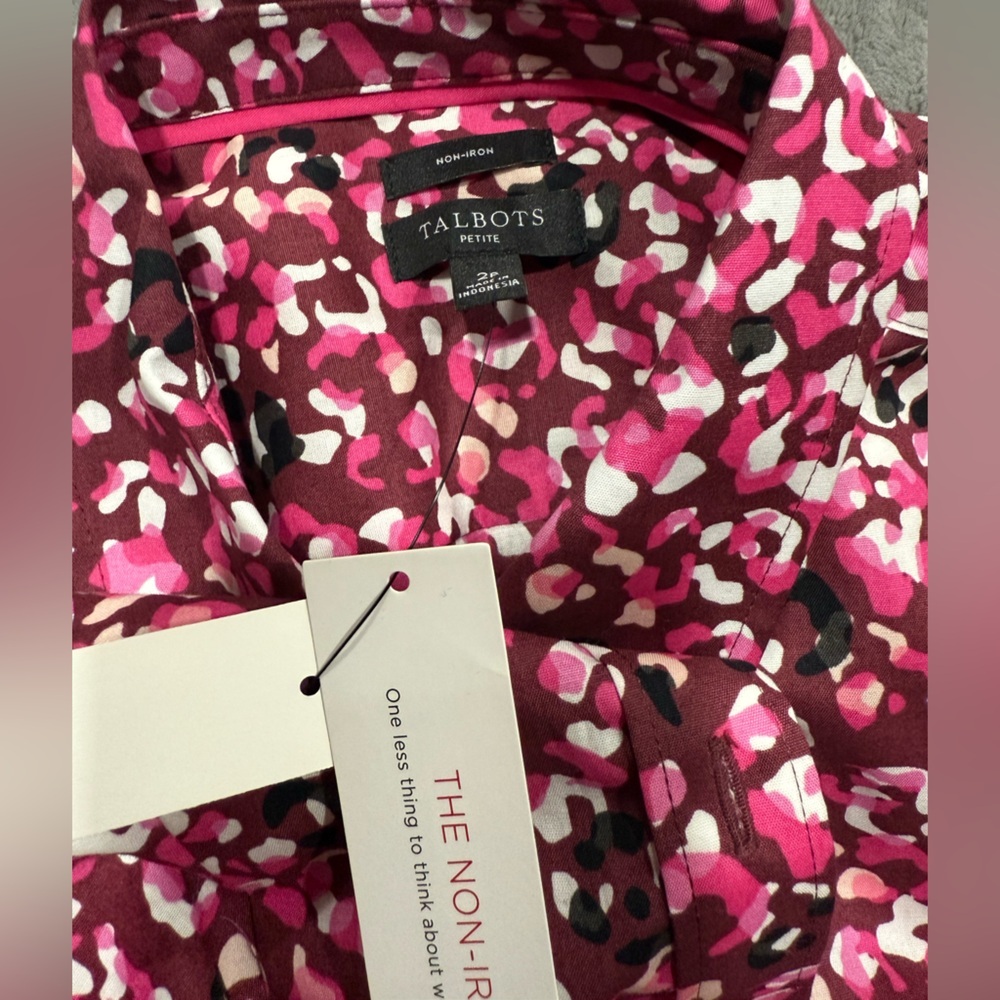 NWT Talbots Pink Patterned Button-Down Blouse NWT - image 5
